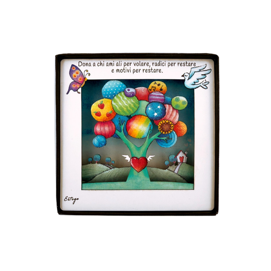 PYXIS "ALBERO DEL CUORE" ESTEGO | in legno con led | 10x10cm