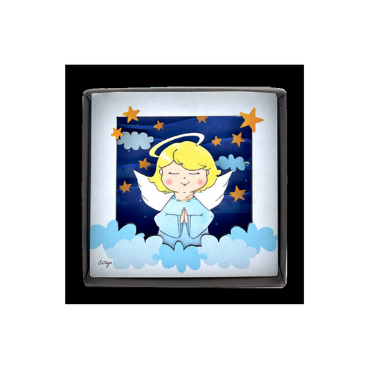 PYXIS ANGELO CELESTE ESTEGO | in legno con led | 11x11cm