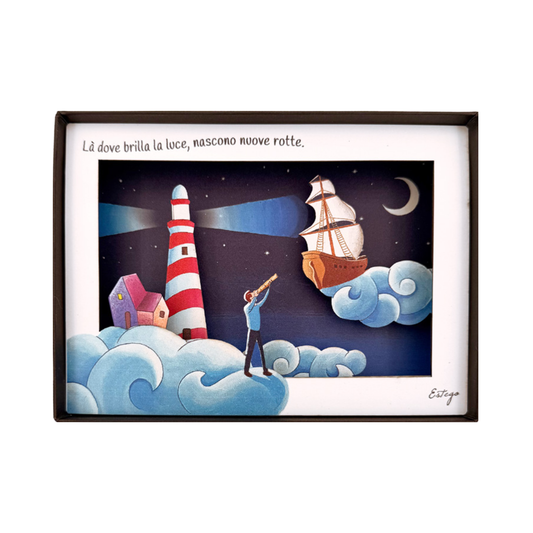 PYXIS "SECONDA STELLA" ESTEGO | in legno con led | 17x12cm