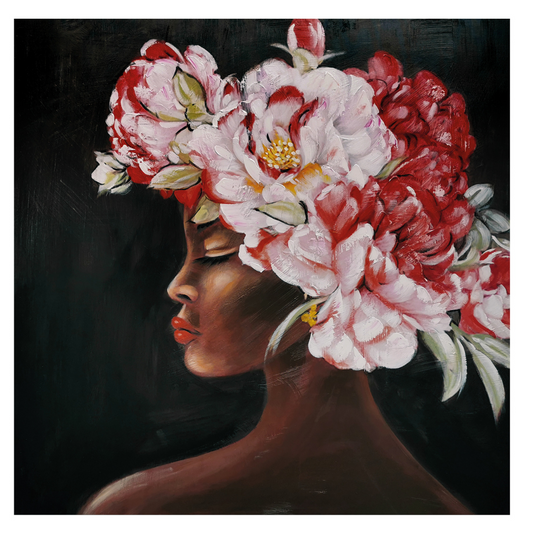QUADRO PEONIA AMBIENTI GLAMOUR | olio su tela | 100x100cm