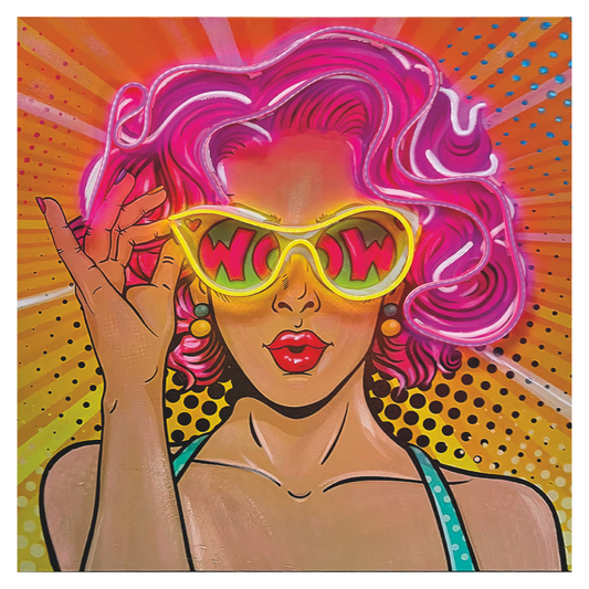 QUADRO POP GIRL AMBIENTI GLAMOUR | olio su tela con led | 70x70cm