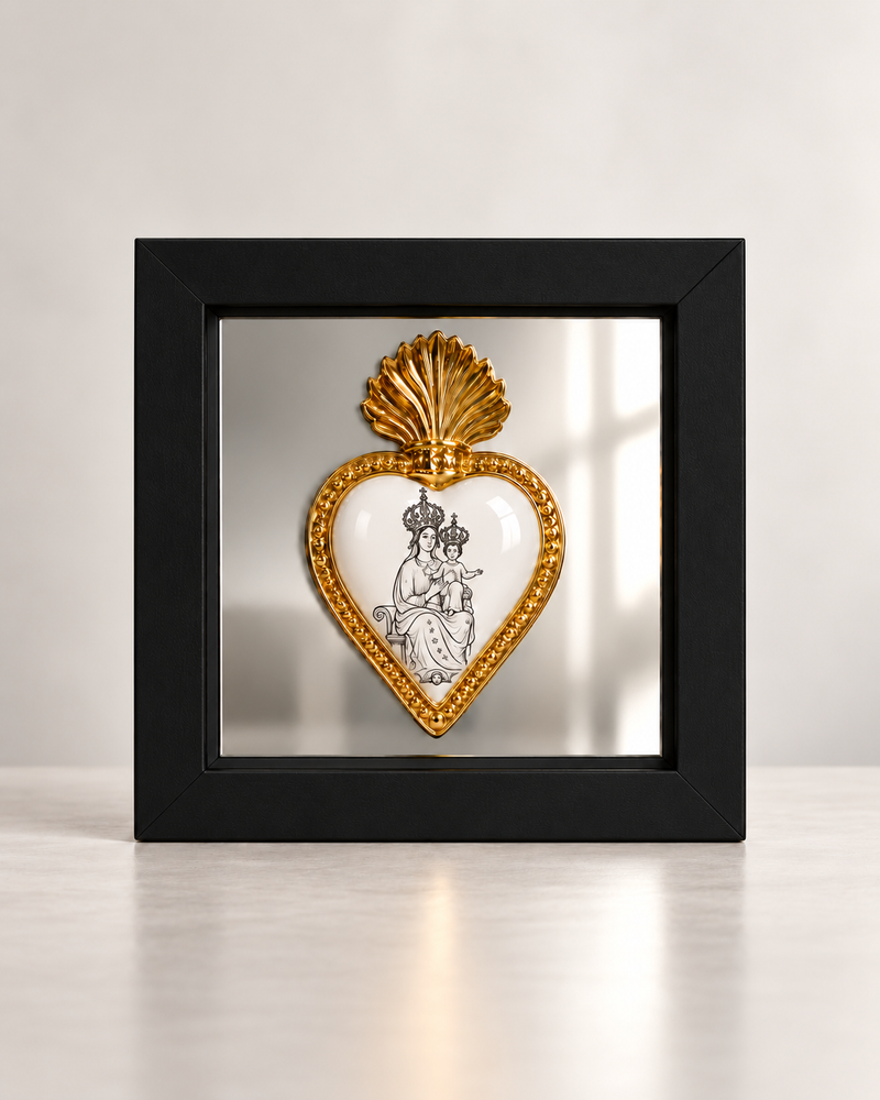 QUADRO SACRO CUORE SBORDONE PERSONALIZZABILE | in legno e ceramica | 45x45cm