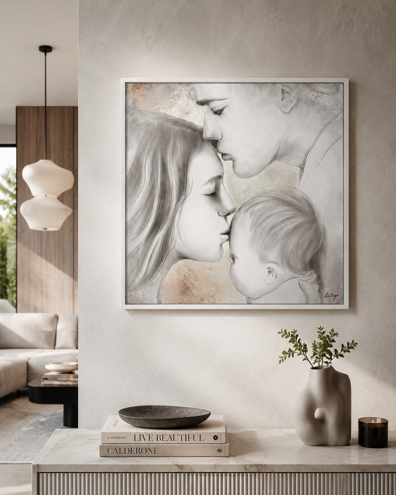 QUADRO FAMIGLIA ESTEGO - con doppio telaio in legno - 60x60cm | Adele Chérie