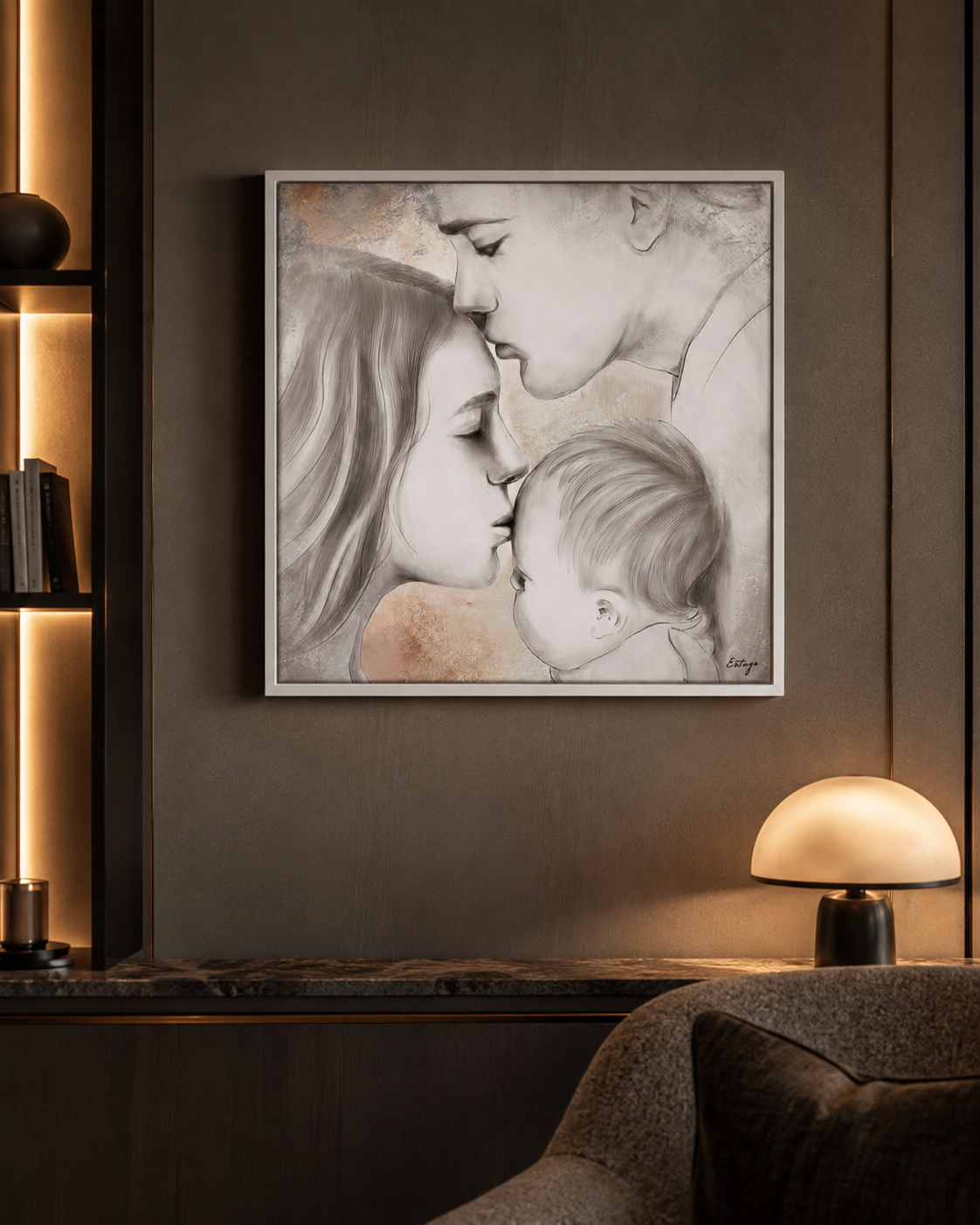QUADRO FAMIGLIA ESTEGO | con doppio telaio in legno | 60x60cm