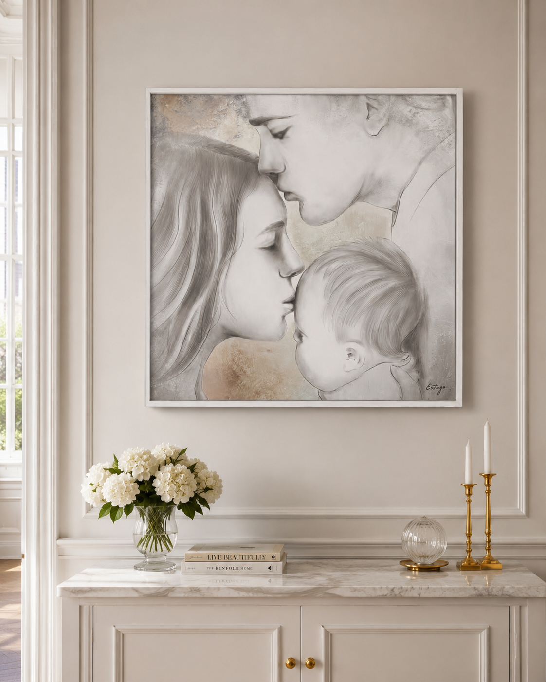 QUADRO FAMIGLIA ESTEGO | con doppio telaio in legno | 60x60cm
