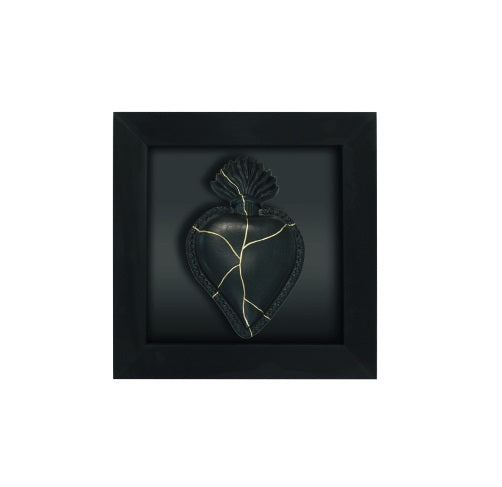 QUADRO SACRO CUORE SBORDONE PORCELLANE | in porcellana e legno vari colori | 45x45cm