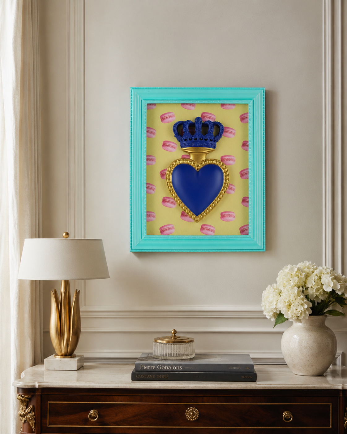 QUADRO TON COEUR CUORE E MACARONS HENRIETTE | in resina | 22x18cm