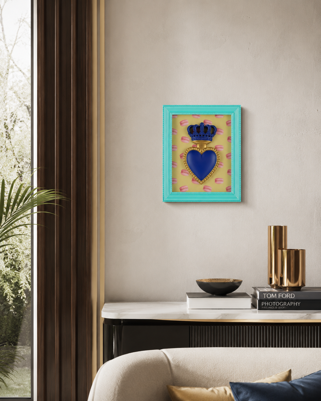 QUADRO TON COEUR CUORE E MACARONS HENRIETTE | in resina | 22x18cm
