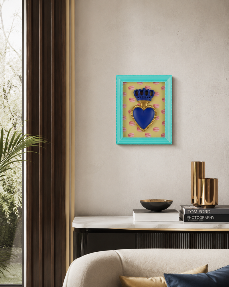 QUADRO TON COEUR CUORE E MACARONS HENRIETTE - in resina - 22x18cm | Adele Chérie
