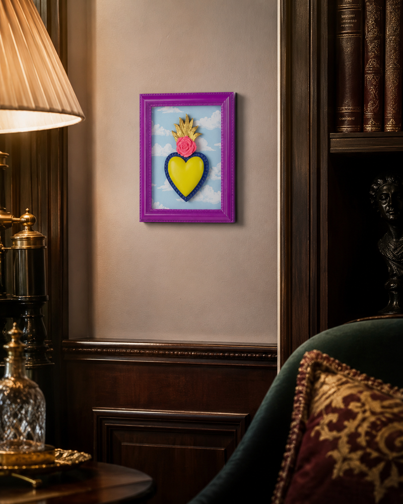 QUADRO TON COEUR CUORE E NUVOLE HENRIETTE - in resina - 22x18cm | Adele Chérie