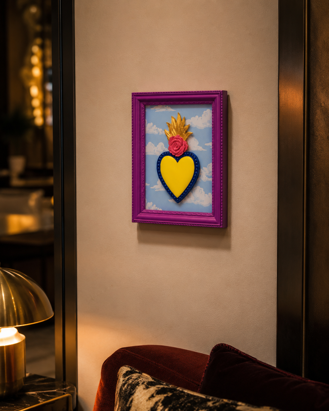 QUADRO TON COEUR CUORE E NUVOLE HENRIETTE | in resina | 22x18cm