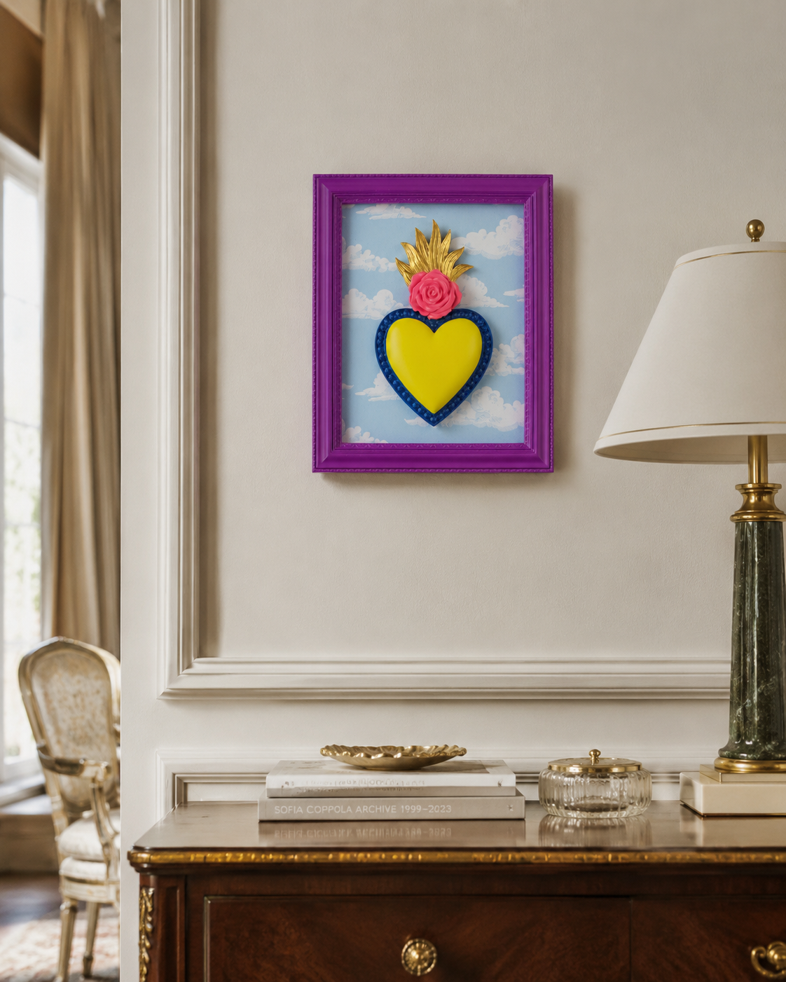 QUADRO TON COEUR CUORE E NUVOLE HENRIETTE | in resina | 22x18cm