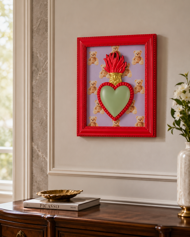 QUADRO TON COEUR CUORE E ORSETTI HENRIETTE - in resina - 22x18cm | Adele Chérie
