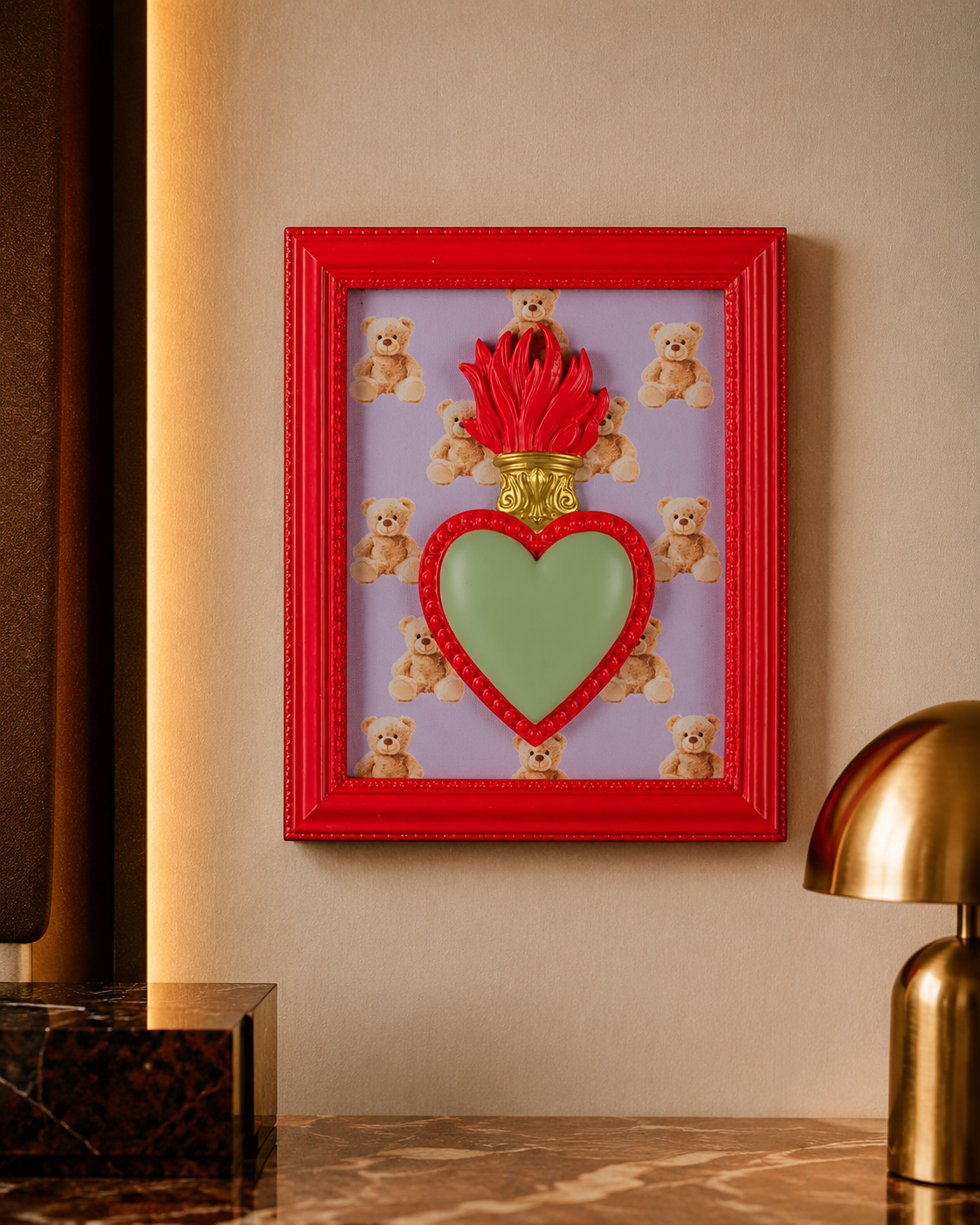 QUADRO TON COEUR CUORE E ORSETTI HENRIETTE | in resina | 22x18cm