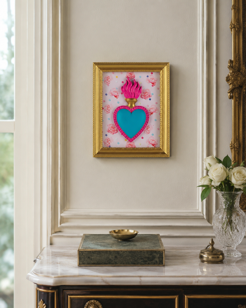 QUADRO TON COEUR CUORE E ROSE HENRIETTE - in resina - 22x18cm | Adele Chérie