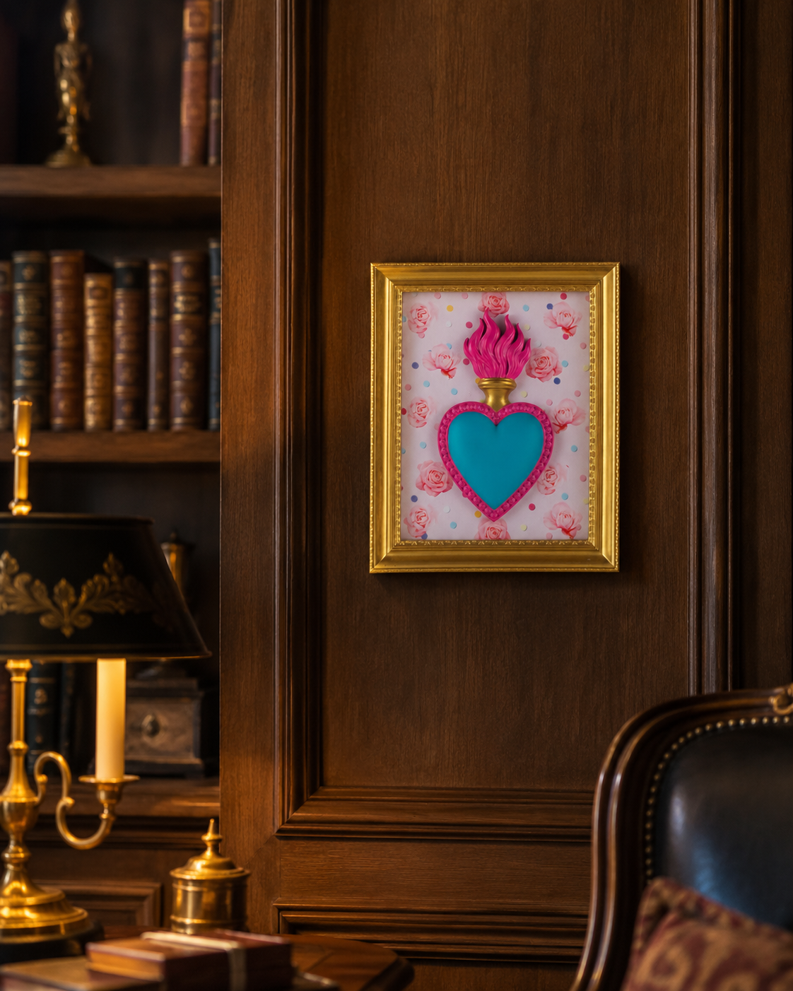QUADRO TON COEUR CUORE E ROSE HENRIETTE | in resina | 22x18cm