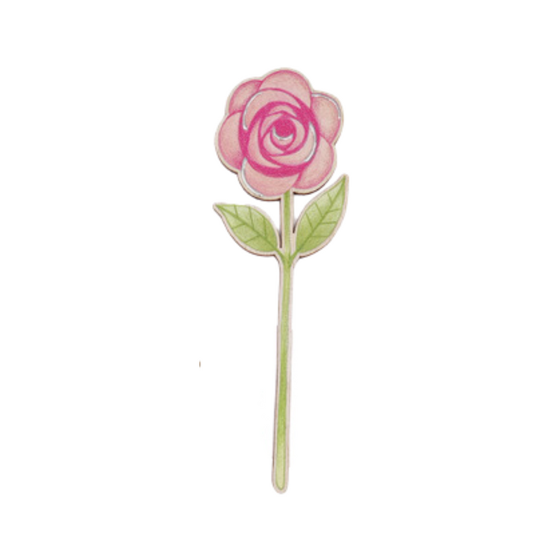 ROSA DILLO CON UN FIORE ESTEGO - in legno - 5x15cm | Adele Chérie