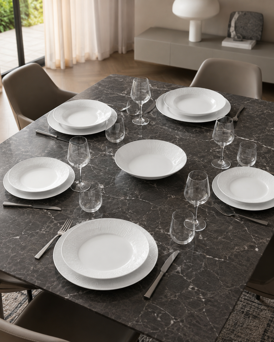 SERVIZIO TAVOLA WOOD FADE MAISON | in porcellana | 18pz