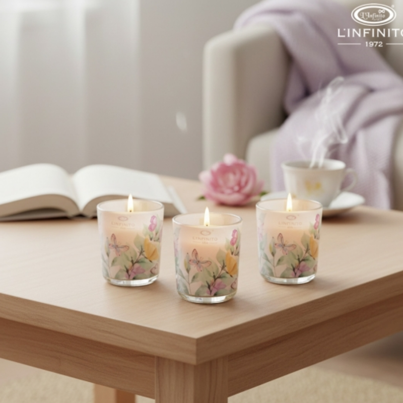 SET CANDELE AQUAREL L'INFINITO BOMBONIERE - in vetro - 3pz | Adele Chérie