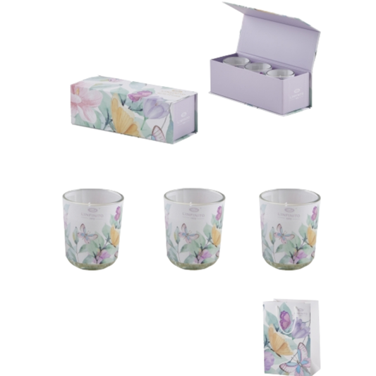 SET CANDELE AQUAREL L'INFINITO BOMBONIERE - in vetro - 3pz | Adele Chérie