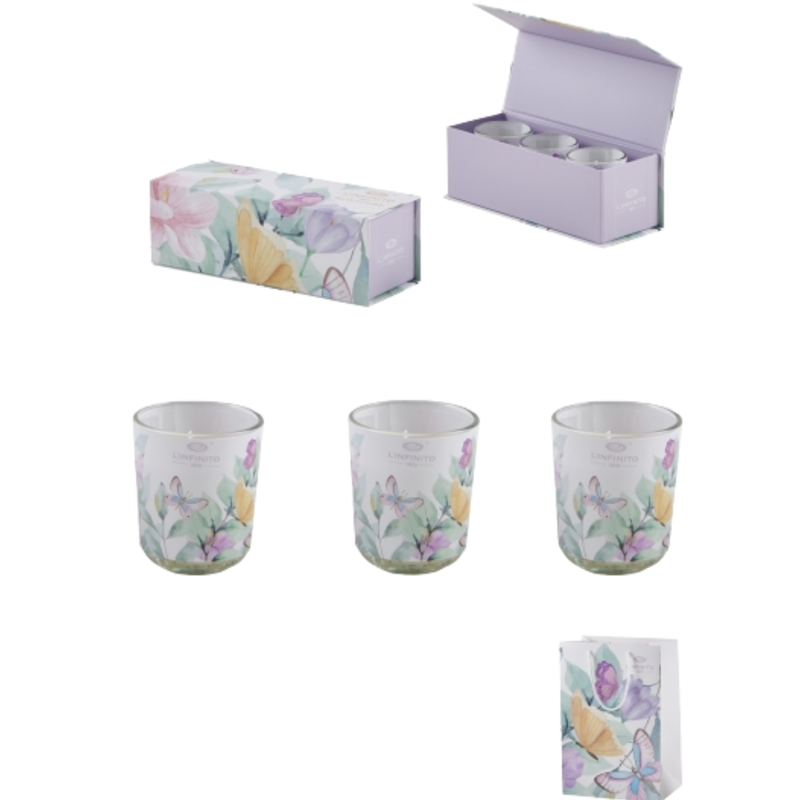 SET CANDELE AQUAREL L'INFINITO BOMBONIERE - in vetro - 3pz | Adele Chérie