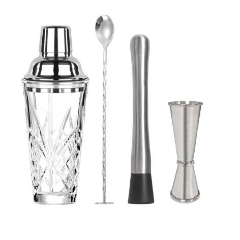 SET COCKTAIL BRANDANI | inox e vetro | 4pz