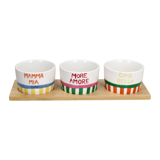 SET COPPETTE VIVA L'ITALIA ANDREA FONTEBASSO | in porcellana con vassoio | 4pz