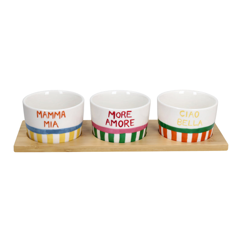 SET COPPETTE VIVA L'ITALIA ANDREA FONTEBASSO | in porcellana con vassoio | 4pz