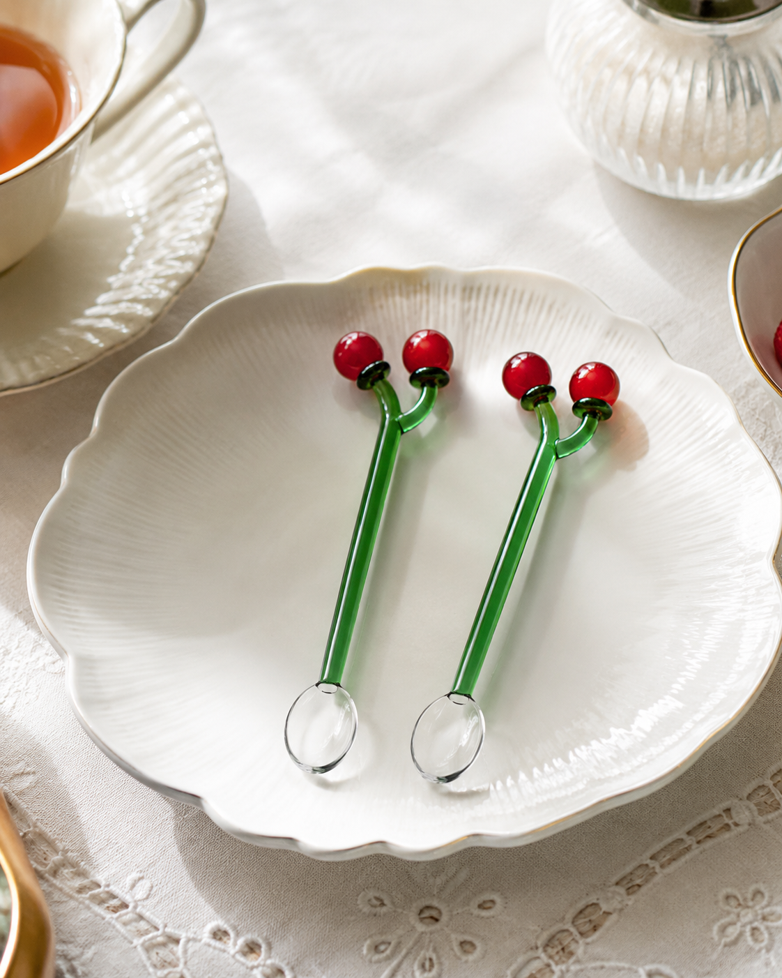 ICHENDORF MILANO TOMATO VEGETABLES SPOONS SET | borosilicate glass | 2pcs