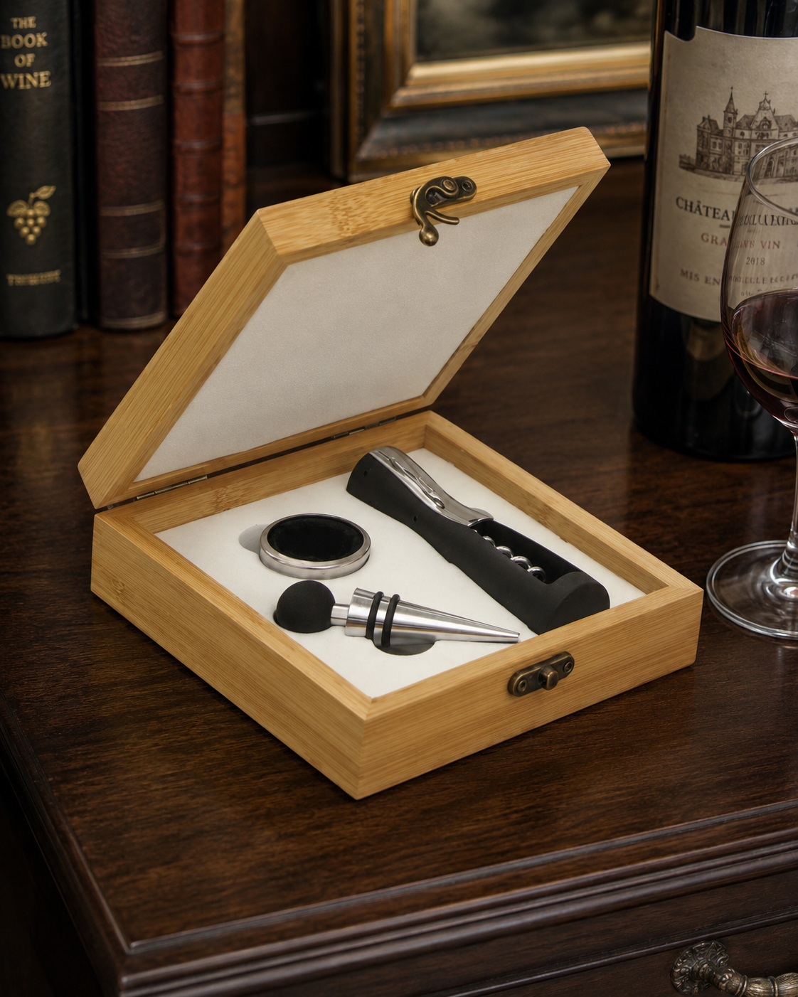 COFFRET DE DÉGUSTATION DE VIN BRANDANI | coffret en bois | 4 pièces