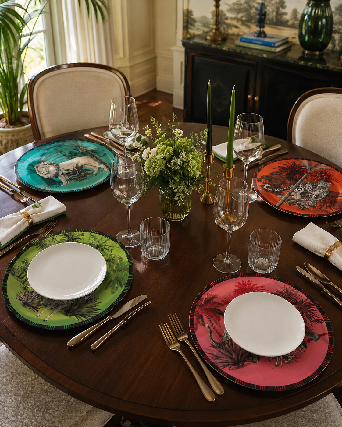 SET SOTTOPIATTI ANIMALIER HENRIETTE | in pvc e mdf | 4pz