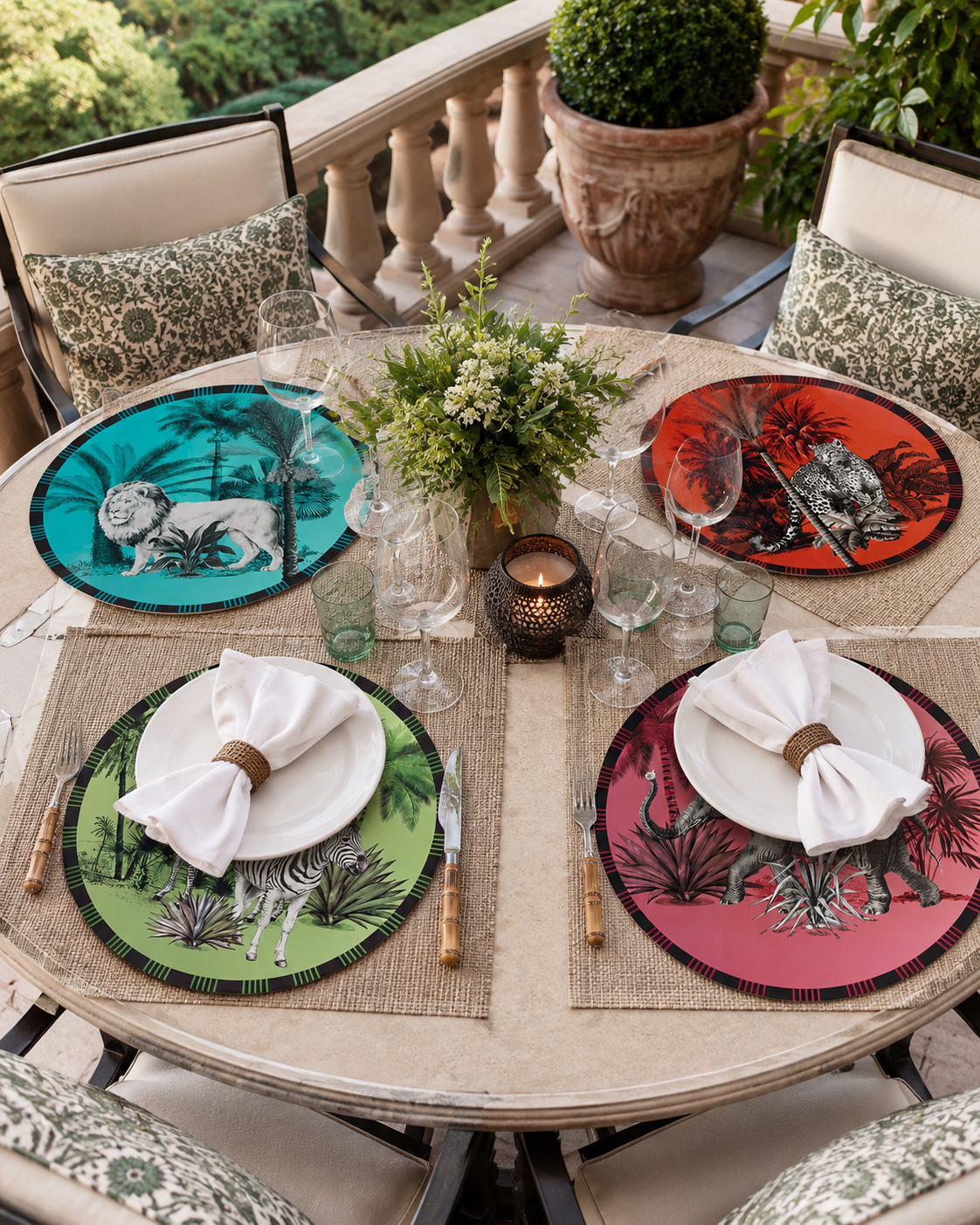 SET SOTTOPIATTI ANIMALIER HENRIETTE | in pvc e mdf | 4pz
