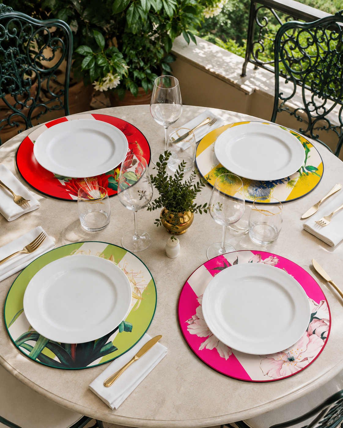 SET SOTTOPIATTI RIGHE HENRIETTE | in pvc e mdf | 4pz