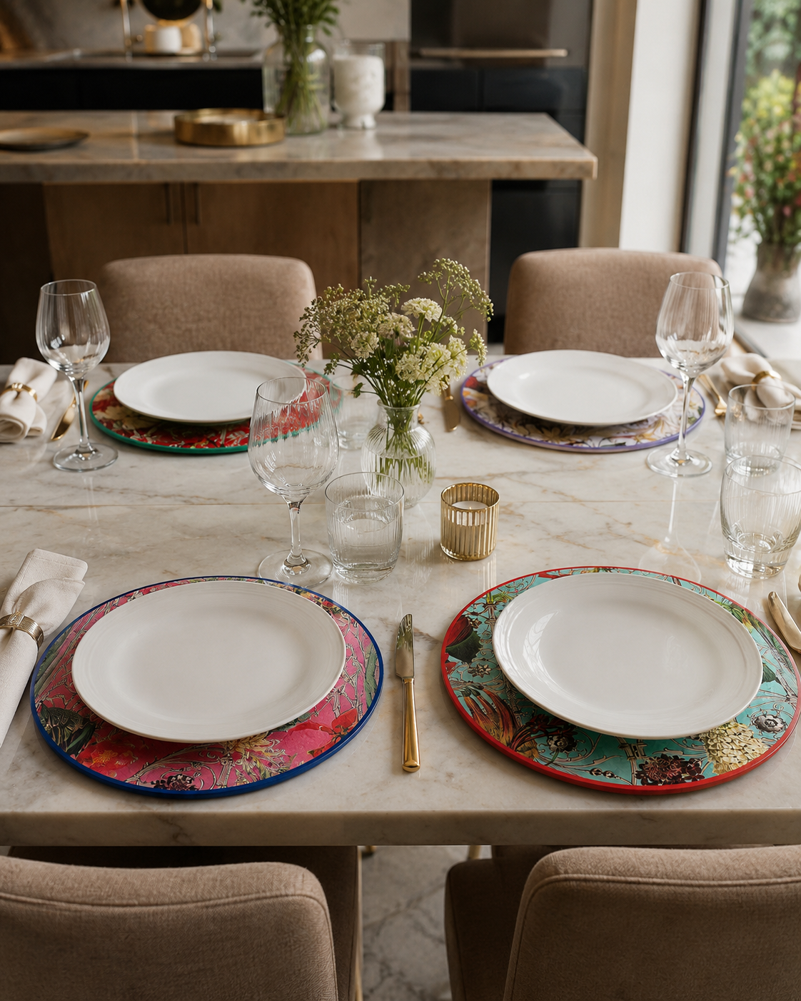 SET SOTTOPIATTI ROYAL HENRIETTE | in pvc e mdf | 4pz