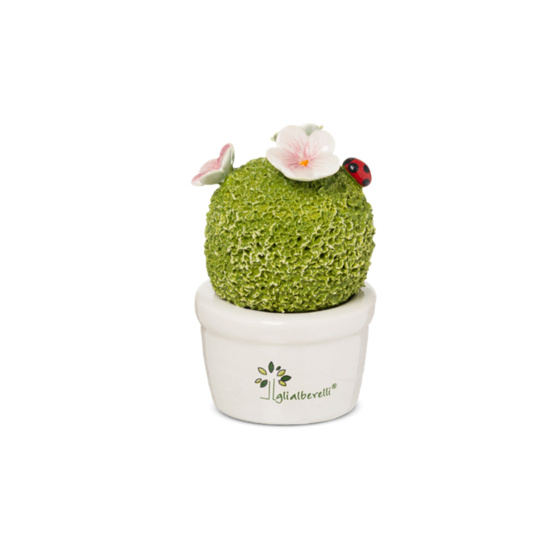 SPUGNOTTA FIORE ROSA GLI ALBERELLI - in ceramica di Capodimonte - Ø6x9cm | Adele Chérie