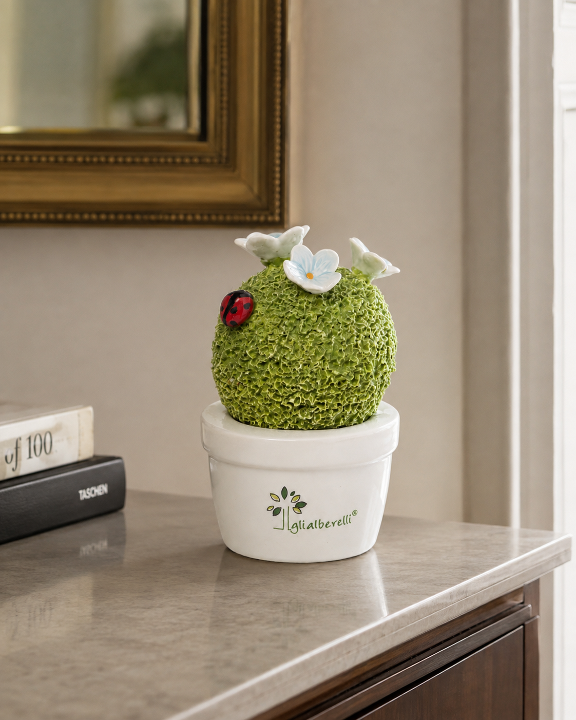SPUGNOTTA FIORE AZZURRO GLI ALBERELLI | in ceramica di Capodimonte | Ø6x9cm