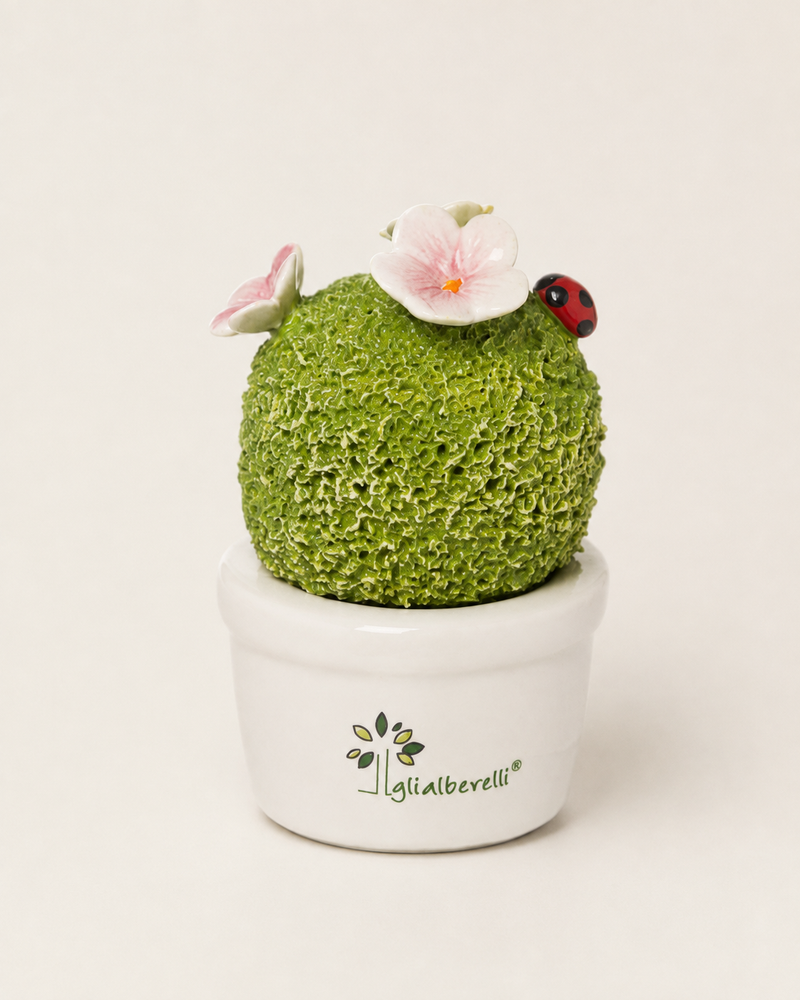 SPUGNOTTA FIORE ROSA GLI ALBERELLI - in ceramica di Capodimonte - Ø6x9cm | Adele Chérie