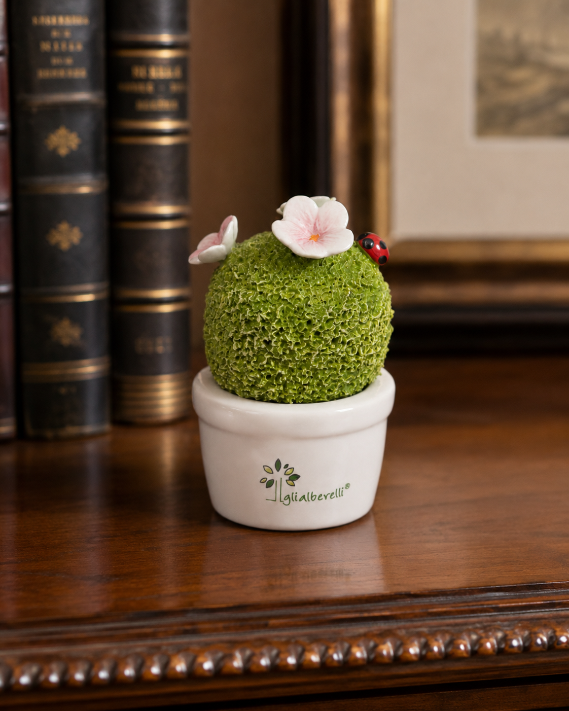 SPUGNOTTA FIORE ROSA GLI ALBERELLI | in ceramica di Capodimonte | Ø6x9cm