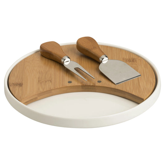 TAGLIERE CON COLTELLI BRANDANI | in porcellana e bamboo | 28x21,5cm