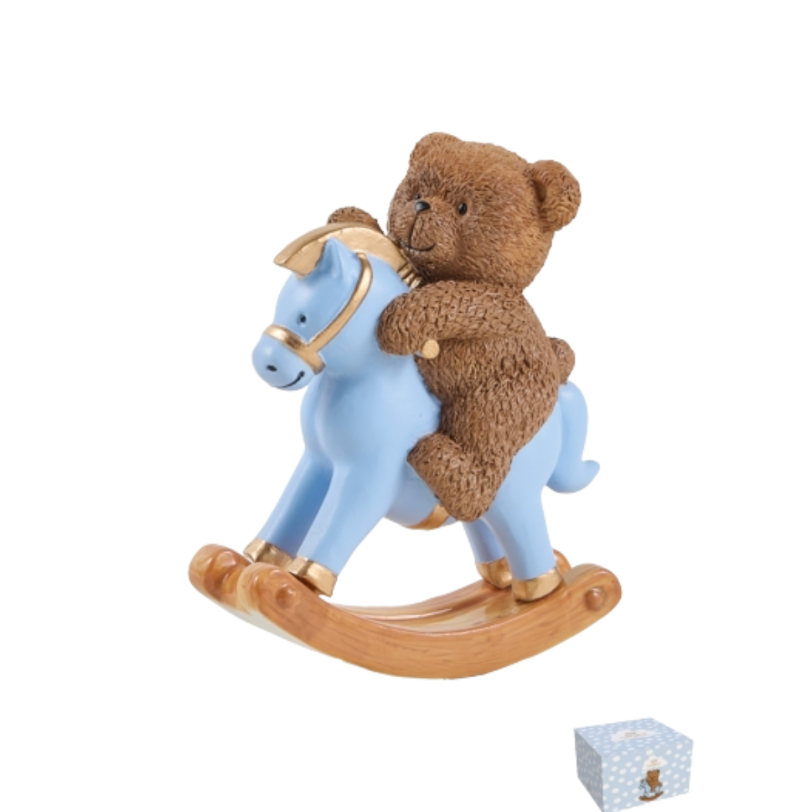 TEDDY SUL CAVALLUCCIO L'INFINITO BOMBONIERE - in resina - 12x6x15cm - foto 2 | Adele Chérie