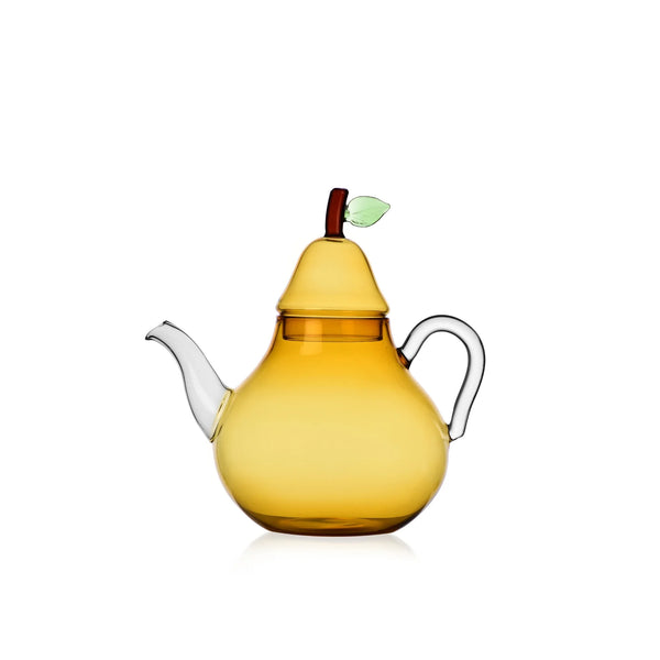 Ichendorf Milano Teiera Ottica, Chioccola e Fiore Ambra, Collezione Botanica, 120 cl, Vetro Borosilicato, Fatto a Mano