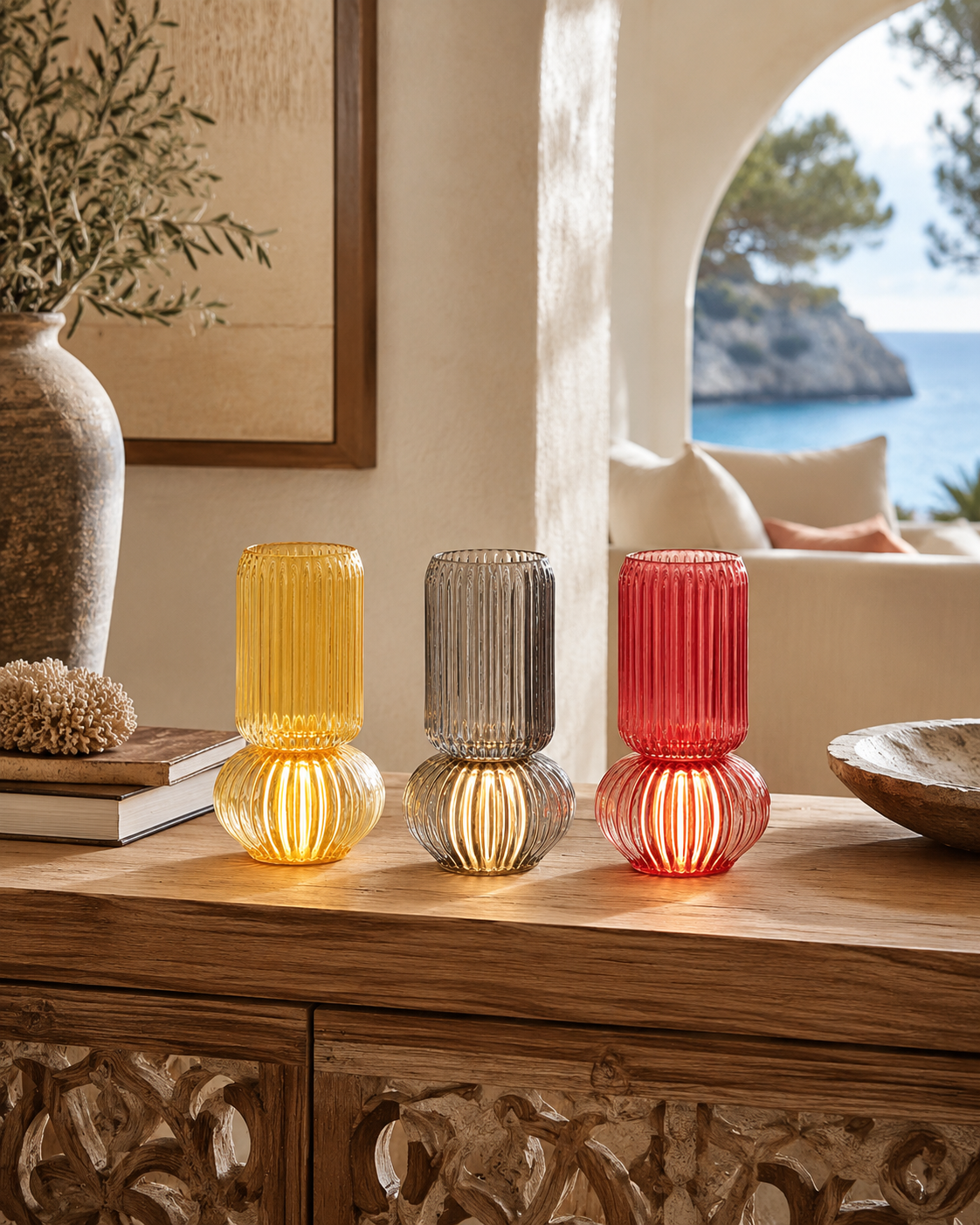 VASO LUMINESCENCE HENRIETTE | in vetro con led in vari colori | 11x19cm