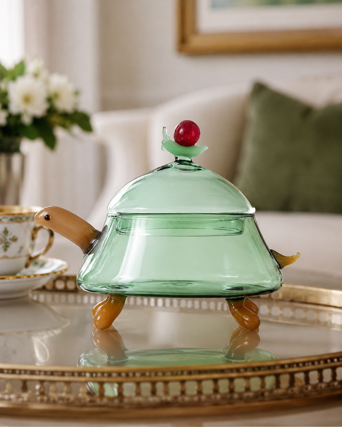 WOODLAND TALES TURTLE SUGAR BOWL ICHENDORF MILANO | in borosilicate glass