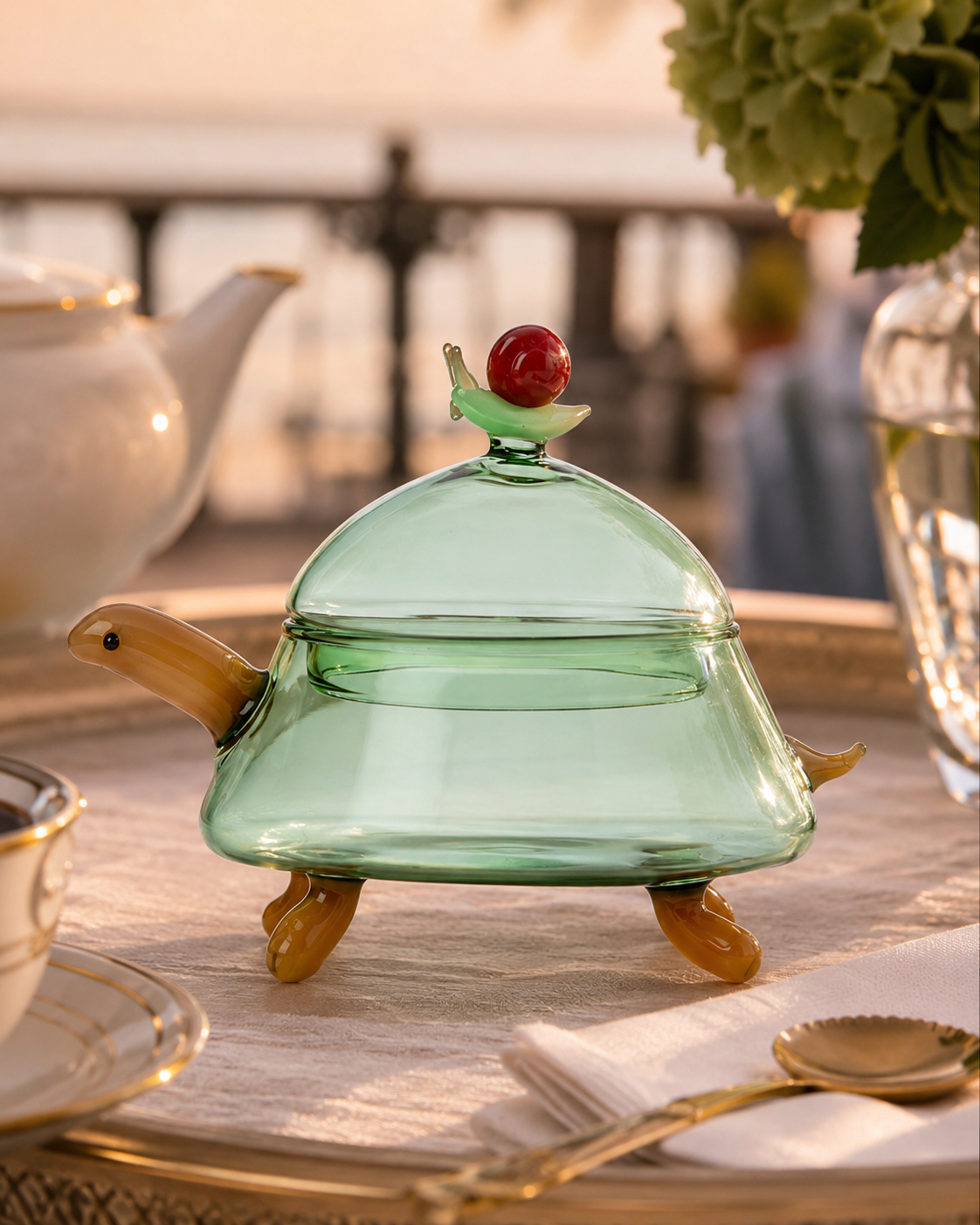 WOODLAND TALES TURTLE SUGAR BOWL ICHENDORF MILANO | in borosilicate glass
