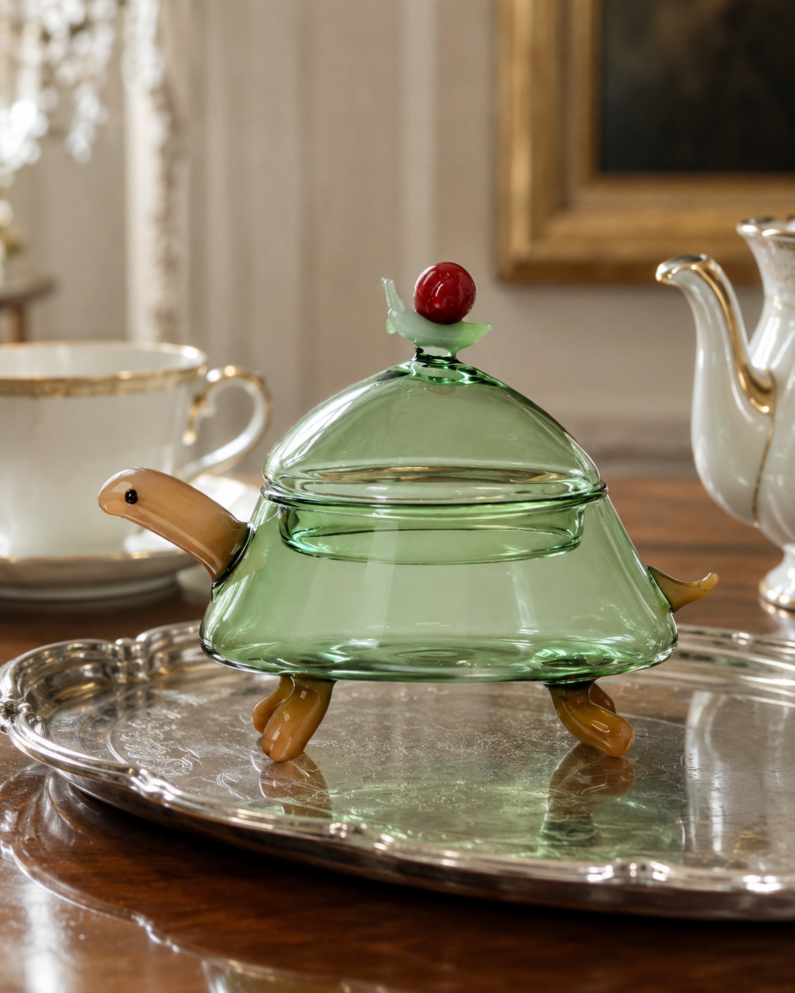 WOODLAND TALES TURTLE SUGAR BOWL ICHENDORF MILANO | in borosilicate glass