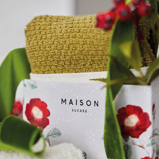 CONFEZIONE REGALO CARILLON MAISON SUCRÉE | cestino con lavette in vari colori  | 4pz