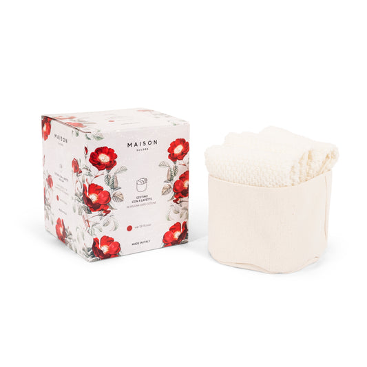 CONFEZIONE REGALO CARILLON MAISON SUCRÉE | cestino con lavette in vari colori  | 4pz