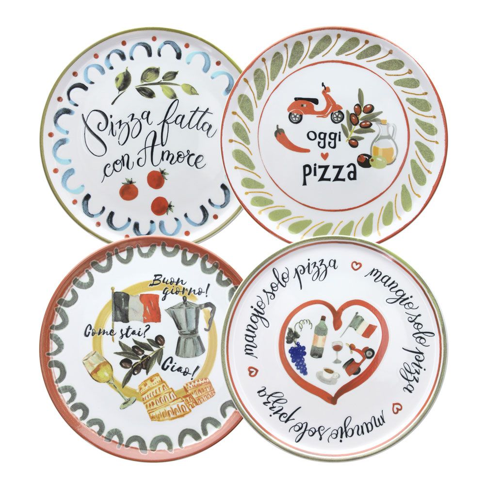 SET PIATTI PIZZA CINZIA ANDREA FONTEBASSO - in porcellana - 4pz | Adele Chérie