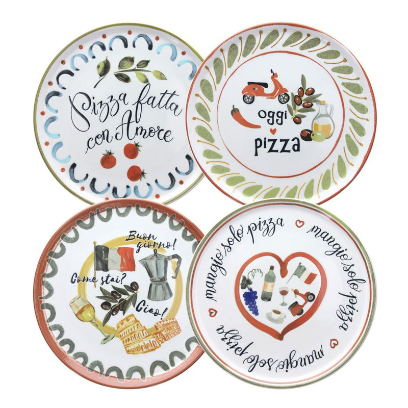 SET PIATTI PIZZA CINZIA ANDREA FONTEBASSO - in porcellana - 4pz | Adele Chérie