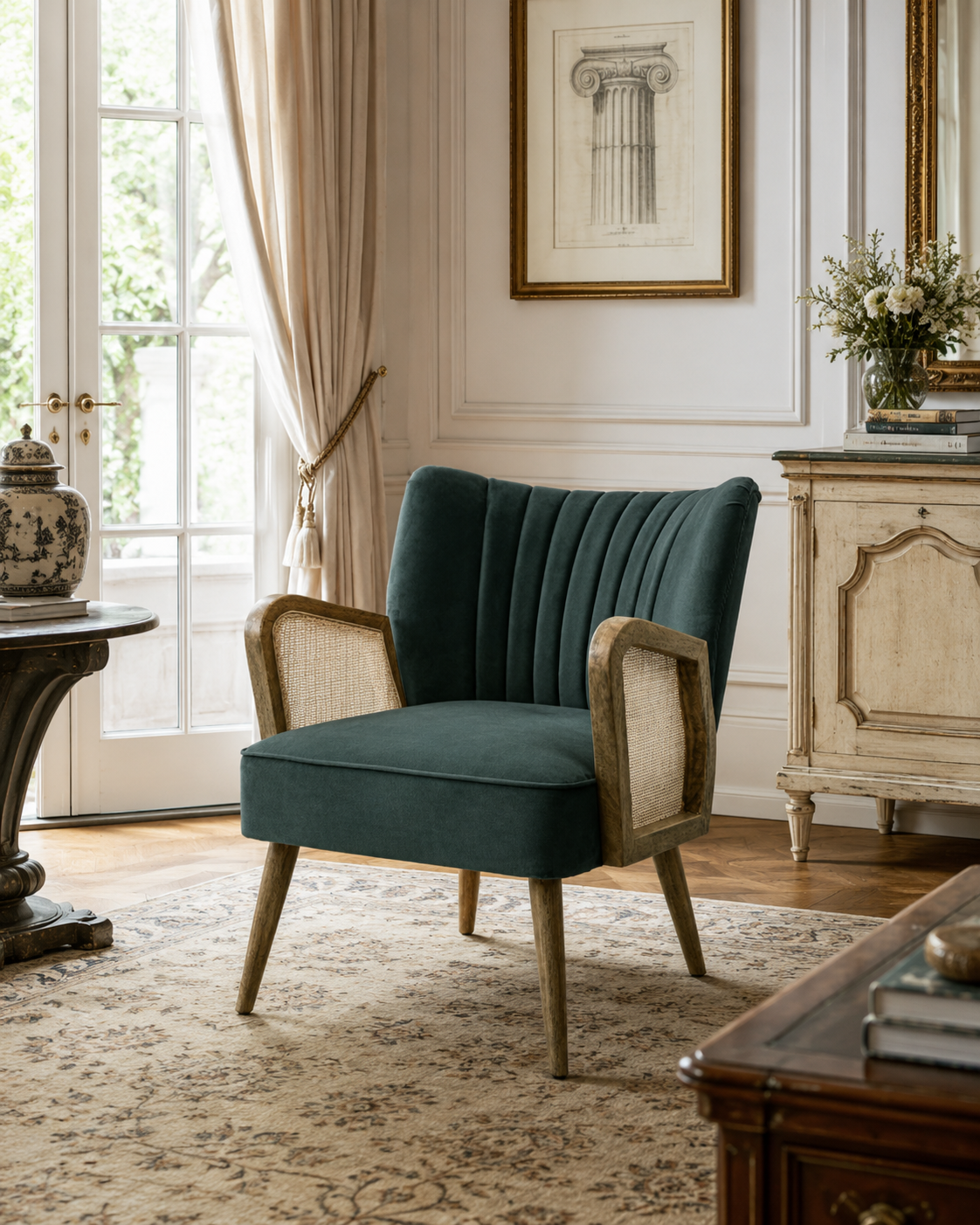 POLTRONA VIRNA BIZZOTTO | in similpelle e rattan| 64x71x79cm